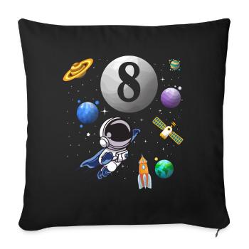 8ème anniversaire 8 ans astronaute spatial spatial - Housse de coussin décorative 45 x 45 cm - noir - Devant