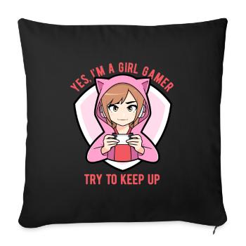 Gamer Girl Joueuse - Housse de coussin décorative 45 x 45 cm - noir - Devant