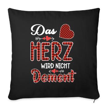Das Herz wird nicht dement | Pflege mit Herz - Sofakissenbezug 45 x 45 cm - Schwarz - Vorne