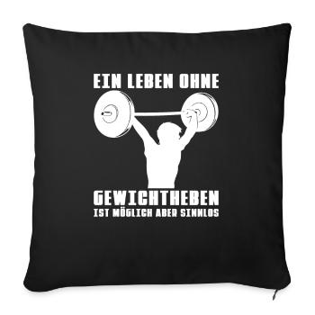 Gewichtheben Gewichtheber Langhantel - Sofakissenbezug 45 x 45 cm - Schwarz - Vorne