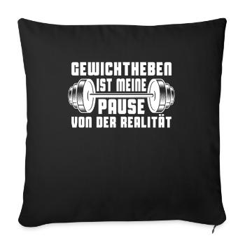 Gewichtheben Gewichtheber Langhantel - Sofakissenbezug 45 x 45 cm - Schwarz - Vorne