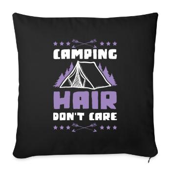 tent camping camp - Sofa pillowcase 17,3'' x 17,3'' (45 x 45 cm) - black - Front