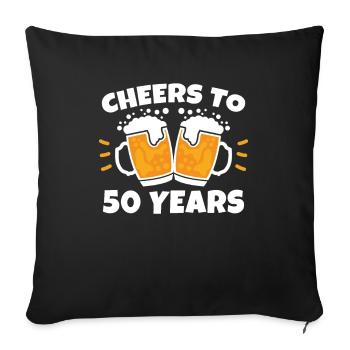Cadeau 50e anniversaire - 500 ans - Housse de coussin décorative 45 x 45 cm - noir - Devant