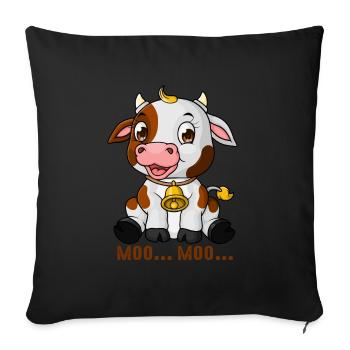 Moo Cow Funny Farmer cow design for a moo moo - Sofa pillowcase 17,3'' x 17,3'' (45 x 45 cm) - black - Front