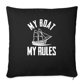 Voilier voilier capitaine naviguer - Housse de coussin décorative 45 x 45 cm - noir - Devant