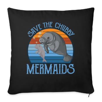 Save The Chubby Mermaids Vintage Sunset - Housse de coussin décorative 45 x 45 cm - noir - Devant
