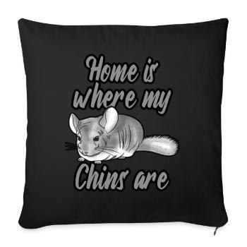 Home is where my Chins are - Sofa pillowcase 17,3'' x 17,3'' (45 x 45 cm) - black - Front