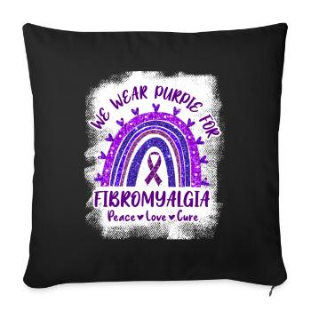 We Wear Purple For Fibromyalgia - Housse de coussin décorative 45 x 45 cm - noir - Devant
