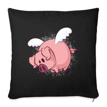 Funny flying pig - Housse de coussin décorative 45 x 45 cm - noir - Devant