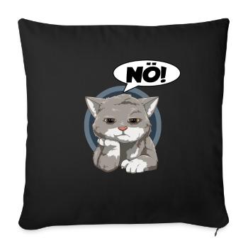 Katze Kater Streiken Ärgern Null Bock Keine Lust - Sofakissenbezug 45 x 45 cm - Schwarz - Vorne