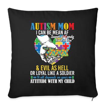 Autism Mom Puzzle Pieces Heart - Housse de coussin décorative 45 x 45 cm - noir - Devant