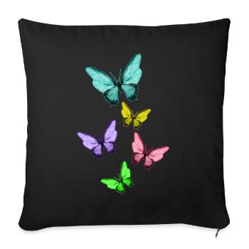 Cute Colorful Butterflies Vintage Butterfly - Housse de coussin décorative 45 x 45 cm - noir - Devant