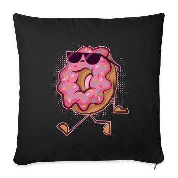 Funny Donut Wearing Sunglass -Donut On Beach For - Sofa pillowcase 17,3'' x 17,3'' (45 x 45 cm) - black - Front