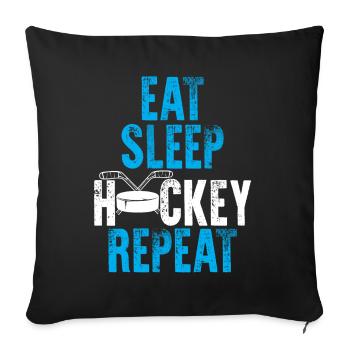 eat sleep hockey repeat - Sofa pillowcase 17,3'' x 17,3'' (45 x 45 cm) - black - Front