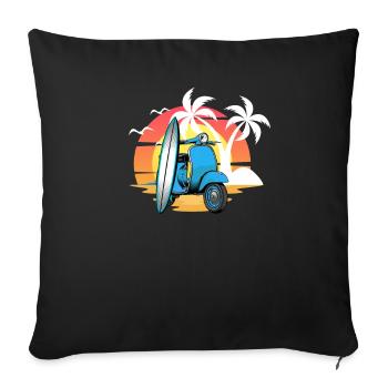 Scooter scooter mobylette scooter - Housse de coussin décorative 45 x 45 cm - noir - Devant