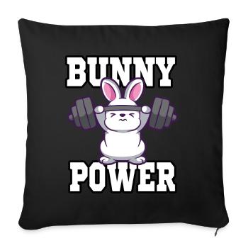Lapin fitness muscle exercice poids - Housse de coussin décorative 45 x 45 cm - noir - Devant