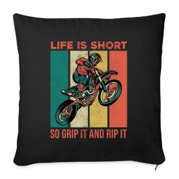 Retro Motorcross - Sofa pillowcase 17,3'' x 17,3'' (45 x 45 cm) - black - Front