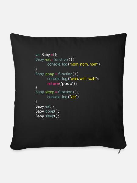 Baby Eat Poop Sleep Coding Onesie - Sofakissenbezug 45 x 45 cm - Schwarz