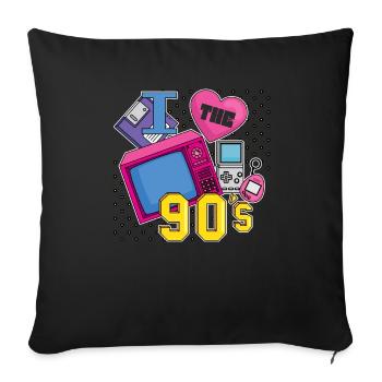 Retro 90s Era Vintage Nineties 90s - Sofa pillowcase 17,3'' x 17,3'' (45 x 45 cm) - black - Front