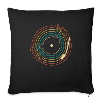 Retro Vinyl Record Record Collector - Sofa pillowcase 17,3'' x 17,3'' (45 x 45 cm) - black - Front