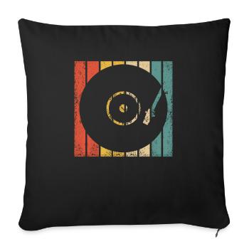 Retro Vinyl Record Record Collector - Sofa pillowcase 17,3'' x 17,3'' (45 x 45 cm) - black - Front