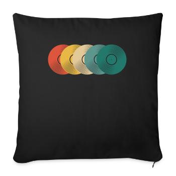 Retro Vinyl Record Record Collector - Sofa pillowcase 17,3'' x 17,3'' (45 x 45 cm) - black - Front