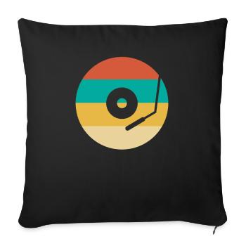Retro Vinyl Record Record Collector - Sofa pillowcase 17,3'' x 17,3'' (45 x 45 cm) - black - Front