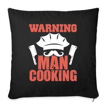 Warning man cooking - Sofa pillowcase 17,3'' x 17,3'' (45 x 45 cm) - black - Front