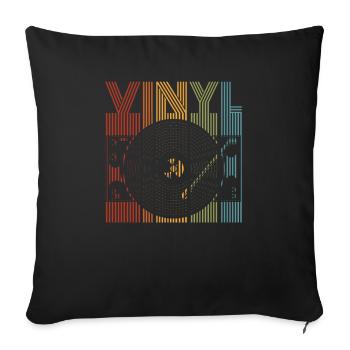 Rétro Vinyle Collectionneur de disques - Housse de coussin décorative 45 x 45 cm - noir - Devant