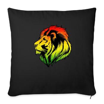 Reggae Musique Lion Rasta Rastafari - Housse de coussin décorative 45 x 45 cm - noir - Devant