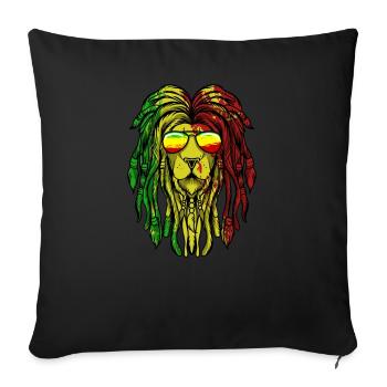 Reggae Musique Lion Rasta Rastafari - Housse de coussin décorative 45 x 45 cm - noir - Devant