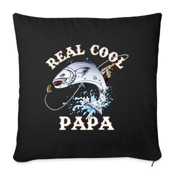 Fishing Design with "real cool dad" for father's - Sofa pillowcase 17,3'' x 17,3'' (45 x 45 cm) - black - Front