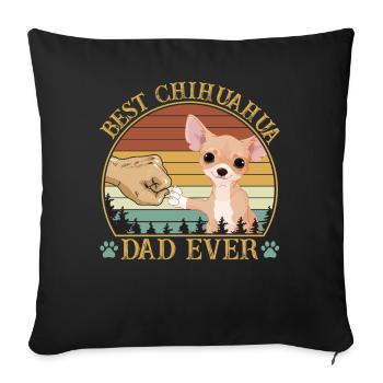 Meilleur Chihuahua Dad Ever Vintage Retro Sunset - Housse de coussin décorative 45 x 45 cm - noir - Devant