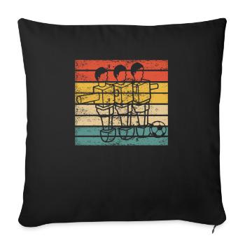 Retro Tischfußball Vintage Tischkicker Wuzzler - Sofakissenbezug 45 x 45 cm - Schwarz - Vorne