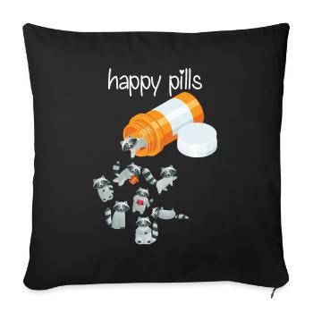Happy Pills Raccoon - Housse de coussin décorative 45 x 45 cm - noir - Devant