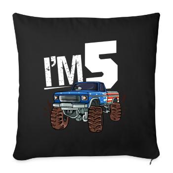 5. Geburtstag 5 Jahre Monster Truck Geländewagen - Sofakissenbezug 45 x 45 cm - Schwarz - Vorne