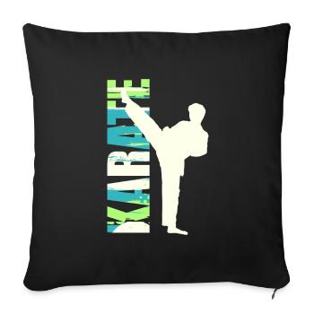 Karaté, sport de combat asiatique - Housse de coussin décorative 45 x 45 cm - noir - Devant