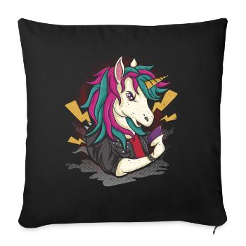 heavy metal unicorn rock - Sofa pillowcase 17,3'' x 17,3'' (45 x 45 cm) - black - Front