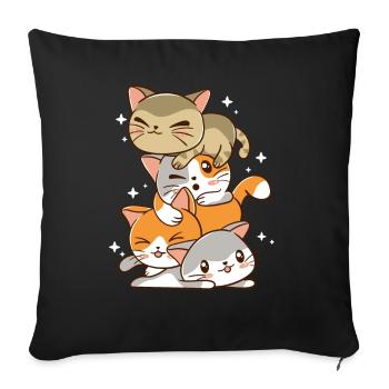kawaii cat pile shirt - Sofa pillowcase 17,3'' x 17,3'' (45 x 45 cm) - black - Front