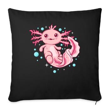axolotl shirt women - kawaii axolotl - Sofa pillowcase 17,3'' x 17,3'' (45 x 45 cm) - black - Front