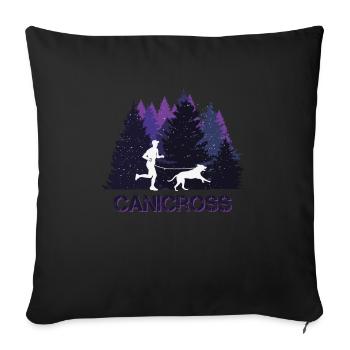 Canicross, jogging et sports canins sur le terrain - Housse de coussin décorative 45 x 45 cm - noir - Devant