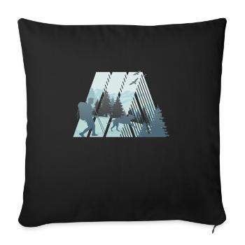 Retro dog trekking, dog walking in nature - Sofa pillowcase 17,3'' x 17,3'' (45 x 45 cm) - black - Front