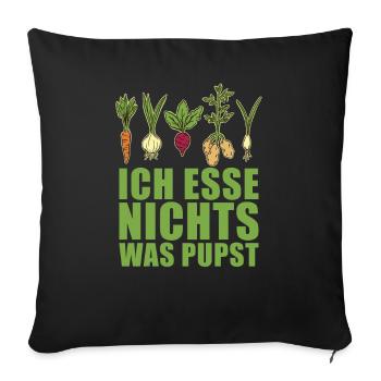 Veggie Gemüse Vegetarisch Vegetarier - Sofakissenbezug 45 x 45 cm - Schwarz - Vorne