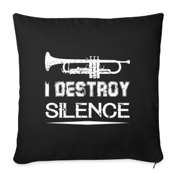 i destroy silence trombone tee shirt - Housse de coussin décorative 45 x 45 cm - noir - Devant
