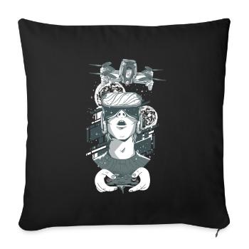 Drone operator, drone pilot with camera drone - Sofa pillowcase 17,3'' x 17,3'' (45 x 45 cm) - black - Front
