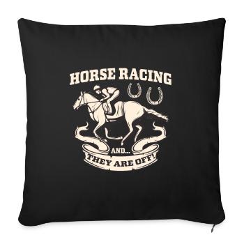 Pferderennen, der Jockey und sein Rennpferd - Sofakissenbezug 45 x 45 cm - Schwarz - Vorne