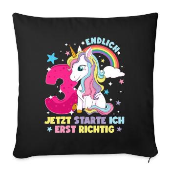 3. Geburtstag Mädchen kleid deko ich bin endlich 3 - Sofakissenbezug 45 x 45 cm - Schwarz - Vorne