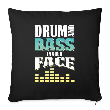 drum and bass spruch - Housse de coussin décorative 45 x 45 cm - noir - Devant