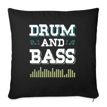 drum and bass spruch - Housse de coussin décorative 45 x 45 cm - noir - Devant
