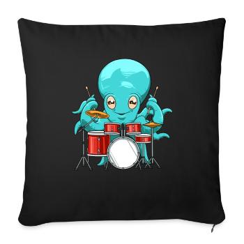 Squid Drummer - Sofa pillowcase 17,3'' x 17,3'' (45 x 45 cm) - black - Front